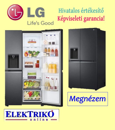 LG GSLV70MCTM side by side hűtőszekrény fekete, vízadagolós,Total No Frost
